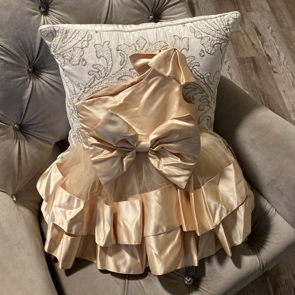 Satin Cream Tulle Tier Dress - Picture 4 of 7